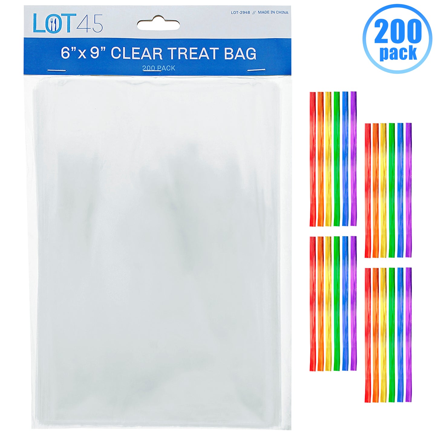 Small Clear Treat Bags with Ties Cookie Bags 6x9 IN Bakery Bag 200pk