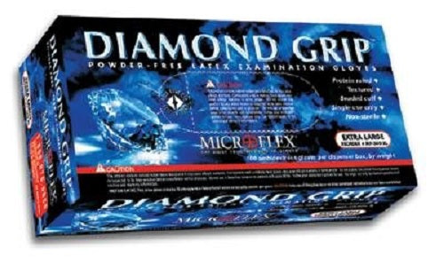 Powder Free Diamond Grip Latex Gloves (100 Per Box)