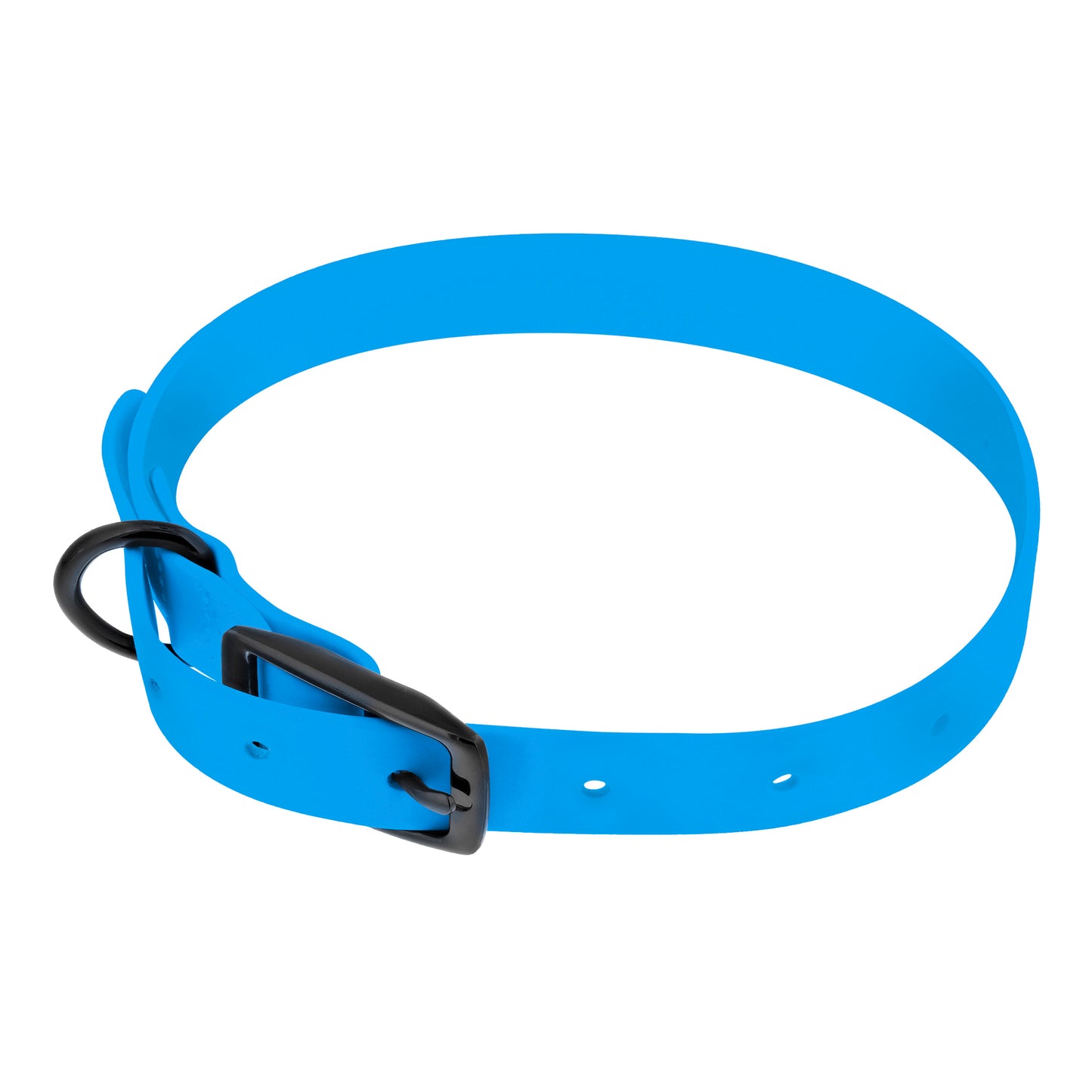 Small Silicone Dog Collar - Blue 18in Dog Collar with Prong Buckle