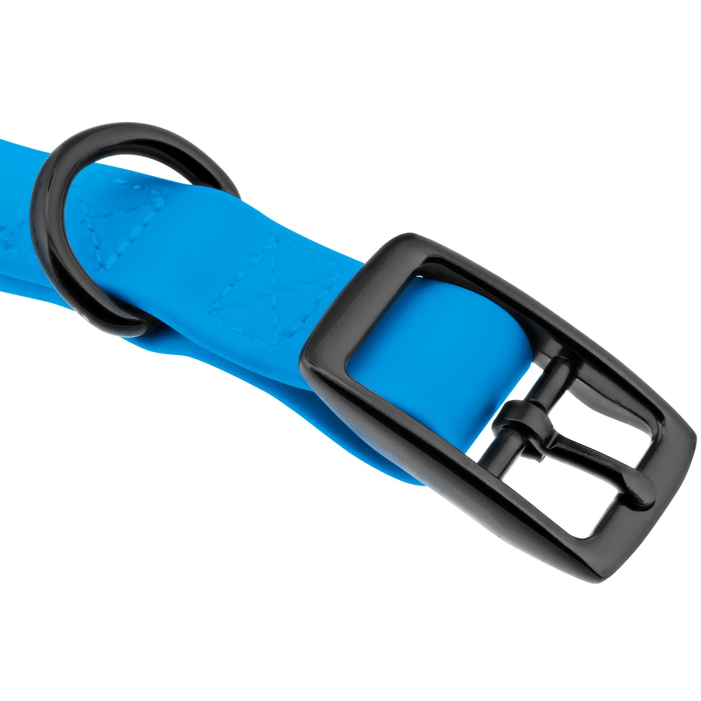 Medium Silicone Dog Collar - Blue 19.5in Dog Collar with Prong Buckle