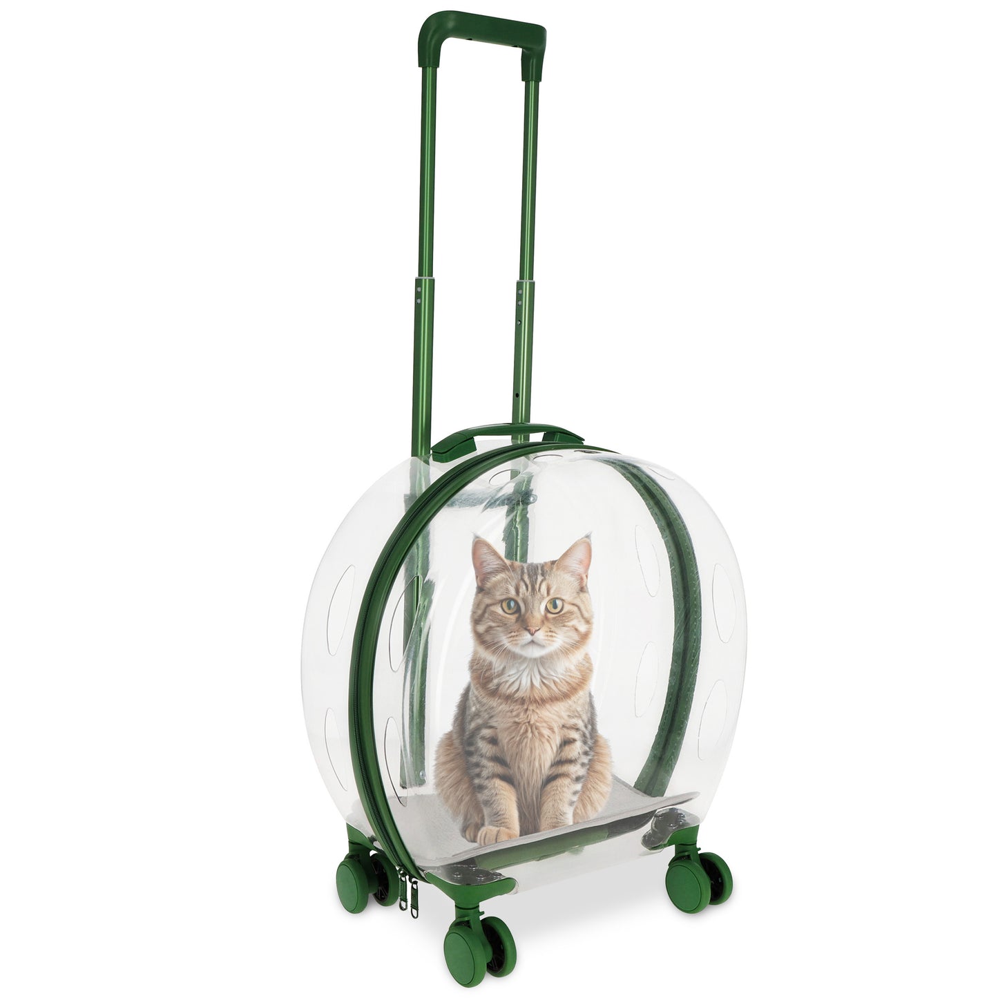 Clear Pet Carrier Trolley Case with Wheels - Small Rolling Pet Carrier