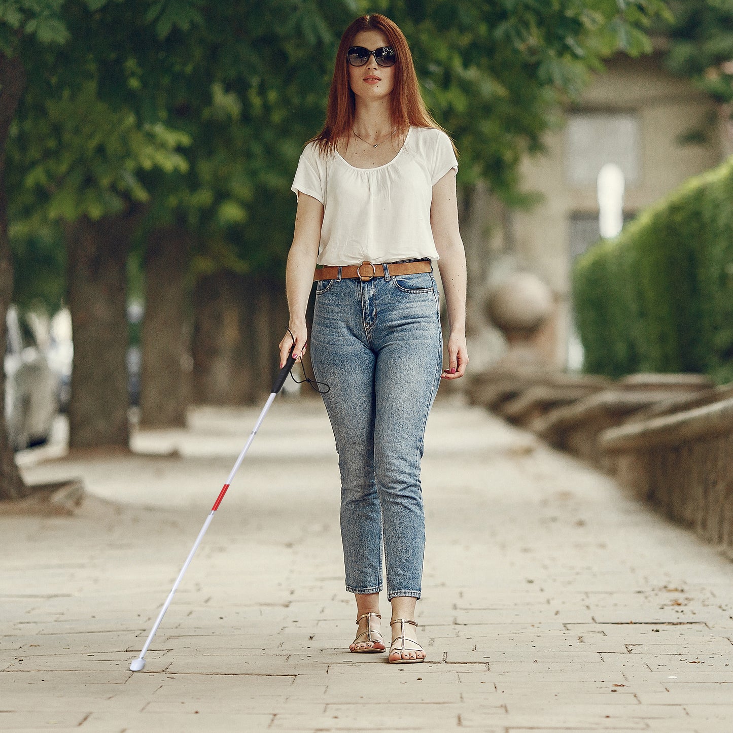 Foldable Blind Person Stick - 53in Reflective Blind Cane Walking Stick