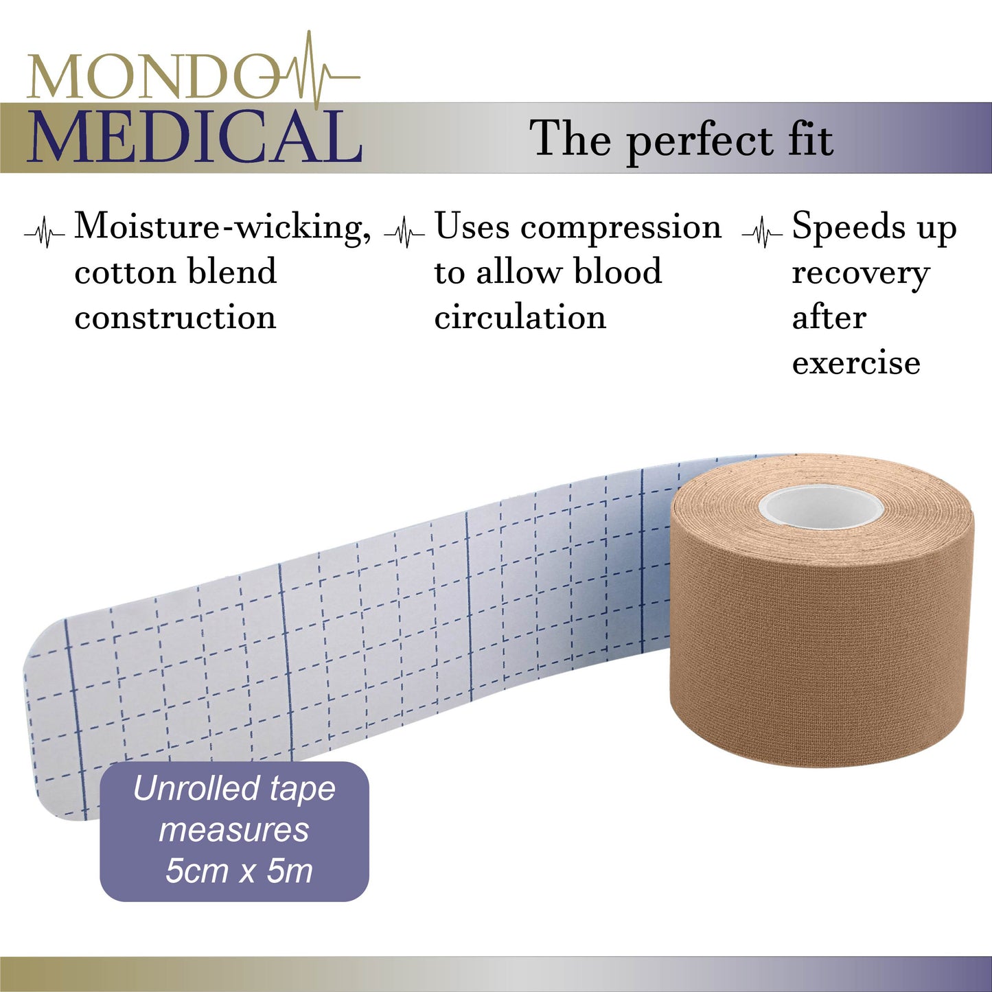 Kinesiology Tape Precut 2inx16ft Body Tape Roll - Nude Athletic Tape