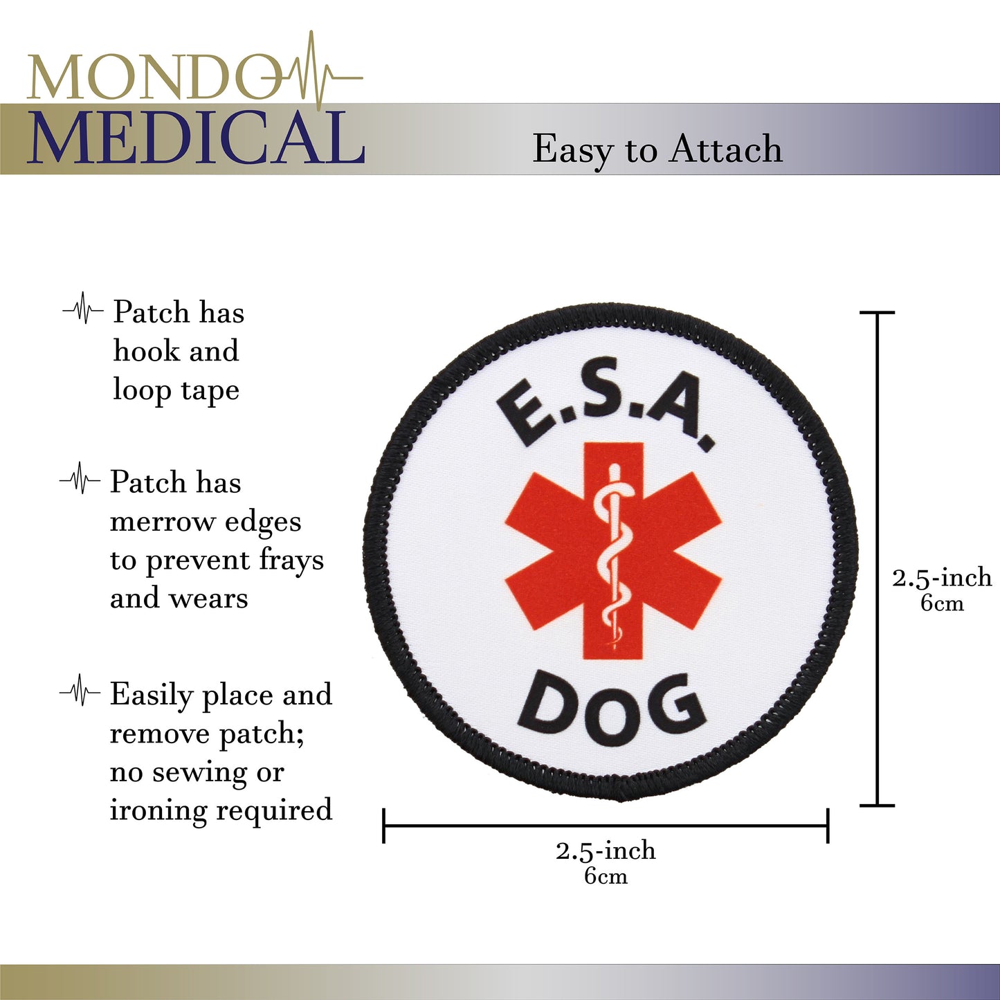 Emotional Support Animal Patch 2.5in Round - ESA Embroidered Label