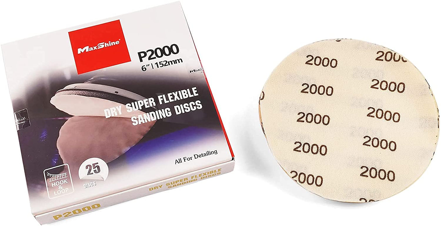 6" Sanding Discs Sandpaper Assortment 25pcs/Pack (2000 Grit)