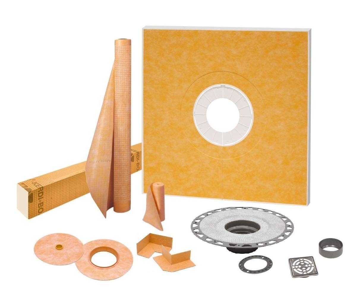 Kerdi Shower Kit 48"x48" with PVC Stainless Steel Drain KSK1220PVCE
