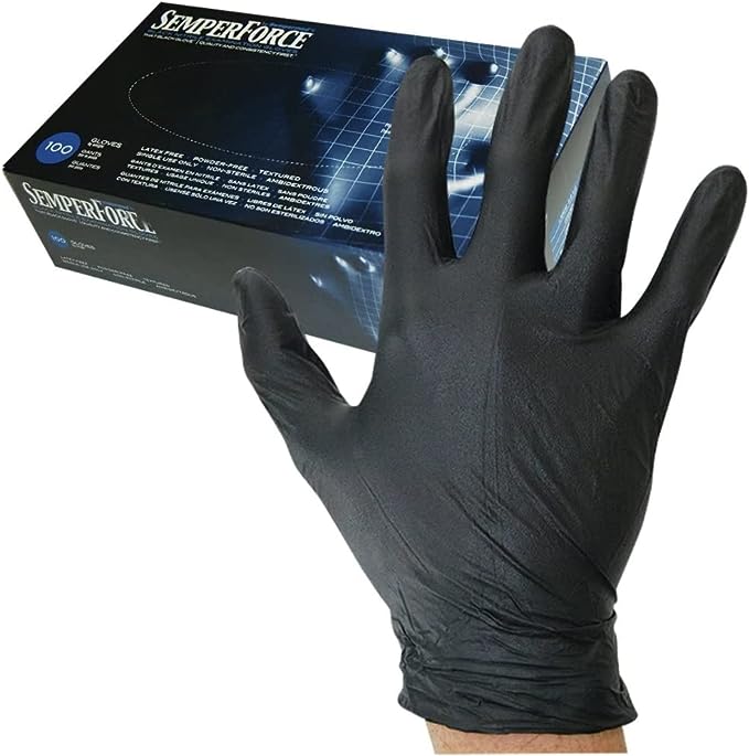 BKNF104, SemperForce Black Nitrile Glove, L, 100 per Box