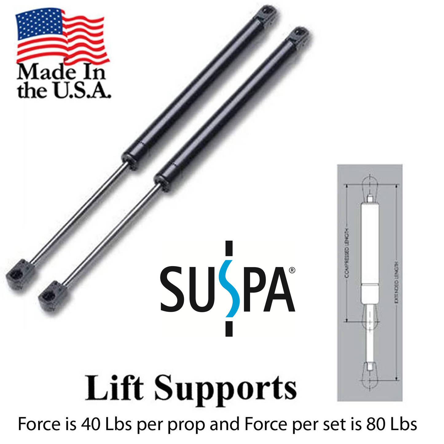 Gas Springs, Set of 2