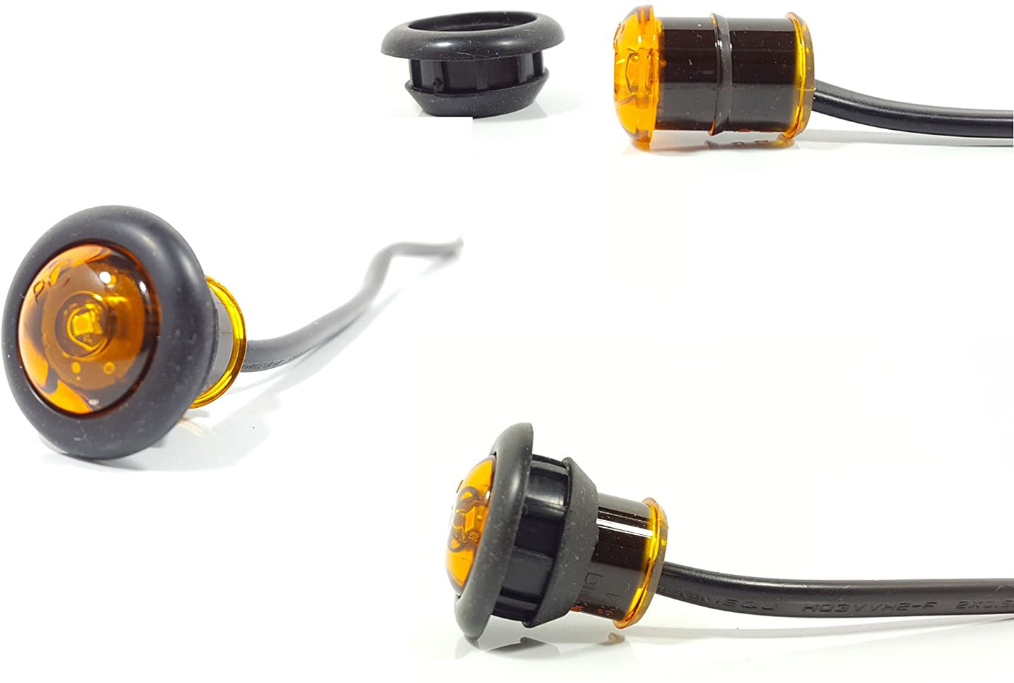 10 USA Made 3/4" Amber LED Clearance Marker Bullet Grommet Lights