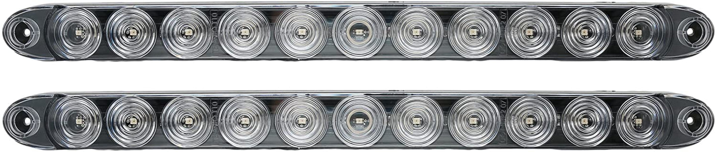 Pair of 15" Clear Amber Dual Function Turn Marker Light LED Bar Truck Trailer