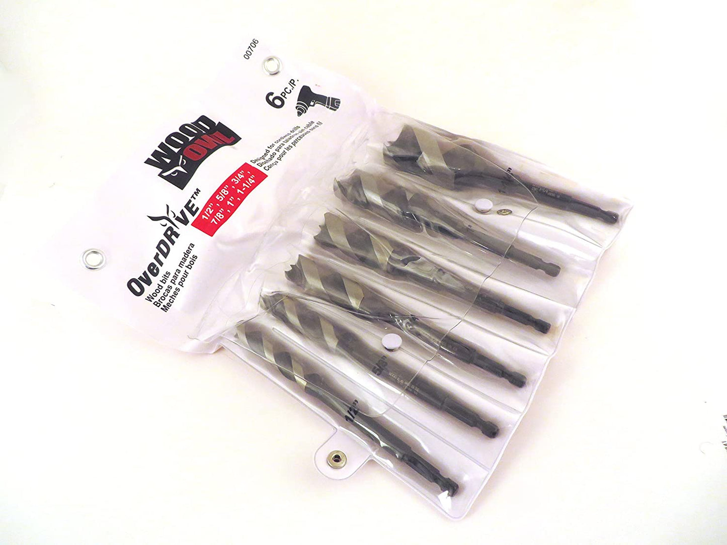 Wood Owl 6 Piece Set Fast Boring - Sizes 1/2”, 5/8”, 3/4”, 7/8”, 1” and 1 1/4”
