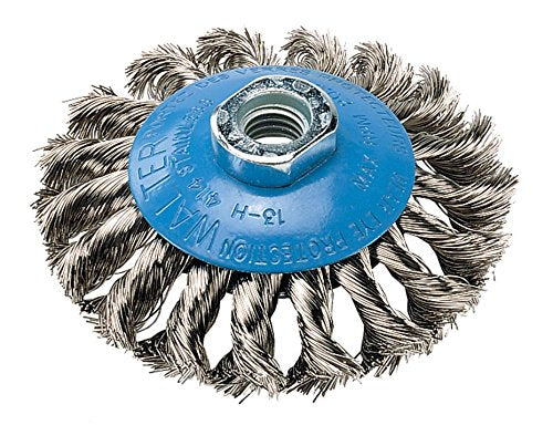 13H714 Saucer-Cup Knot-Twisted Brush – 7 in. Carbon Steel Wire Brush