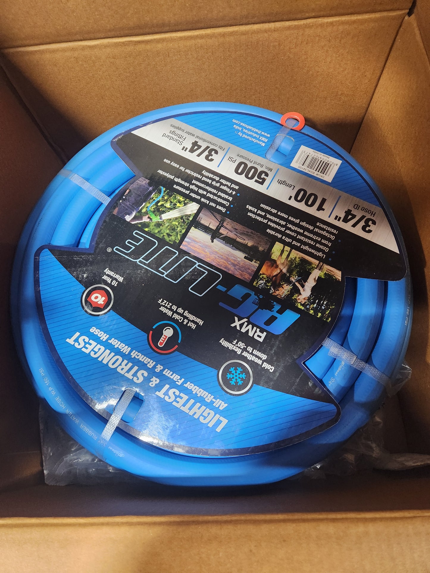 AG-LITE BSAL34100 3/4" x 100' Hot/Cold Water Rubber Garden Hose, 100% Rubber