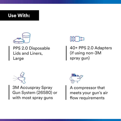 PPS 2.0 Spray Gun Cups, 26023, Large, 28 Oz, PPS 2.0 Lids and Liners  2 Pack