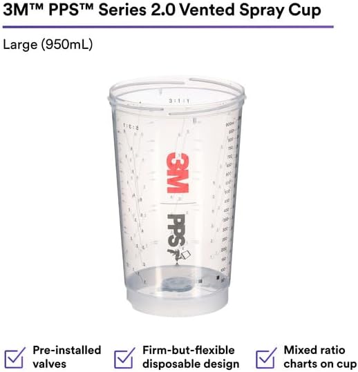 PPS Series 2.0 Vented Spray Cups, 32.1 fl oz, 26364, Large, 50 Cups Per Pack