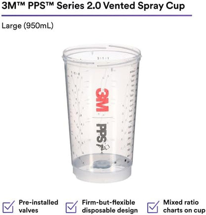 PPS Series 2.0 Vented Spray Cups, 32.1 fl oz, 26364, Large, 50 Cups Per Pack