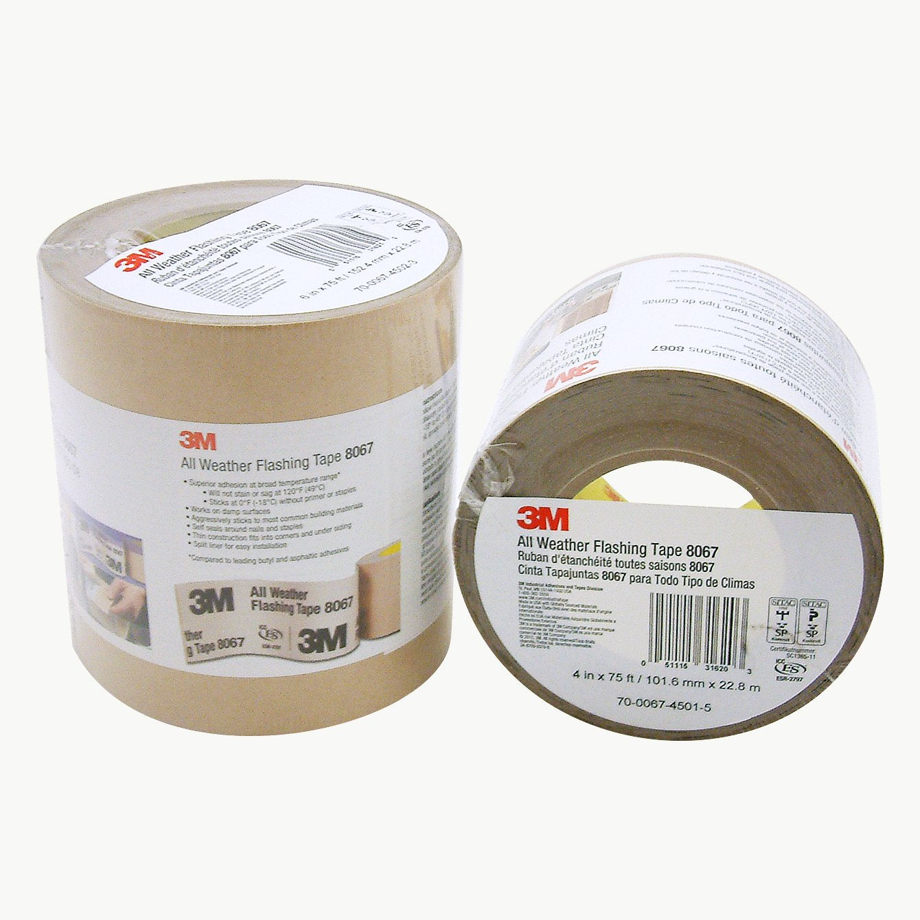 All Weather Flashing Tape 8067 Tan, 4 in x 75 ft, Slit Liner (2-2 Slit)