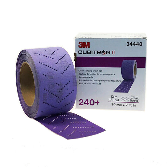 34448 Cubitron II Hookit Clean Sanding Sheet Roll, 240+ grade, 70 mm x 12 m