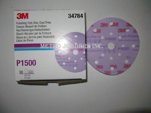 34784 6" P1500 Grit, Hookit Purple Finishing Film Disc Dust Free 50 Per Box