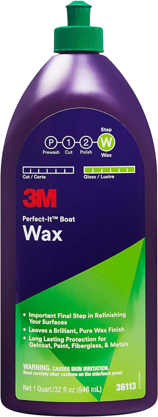 3M Perfect-It Boat Wax, 36113, 1 Quart, Contains Carnauba Wax