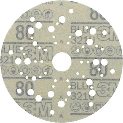 3M Hookit Blue Abrasive Discs 36157, Multi-Hole, 5 in, 80+ Grade, Pack of 50
