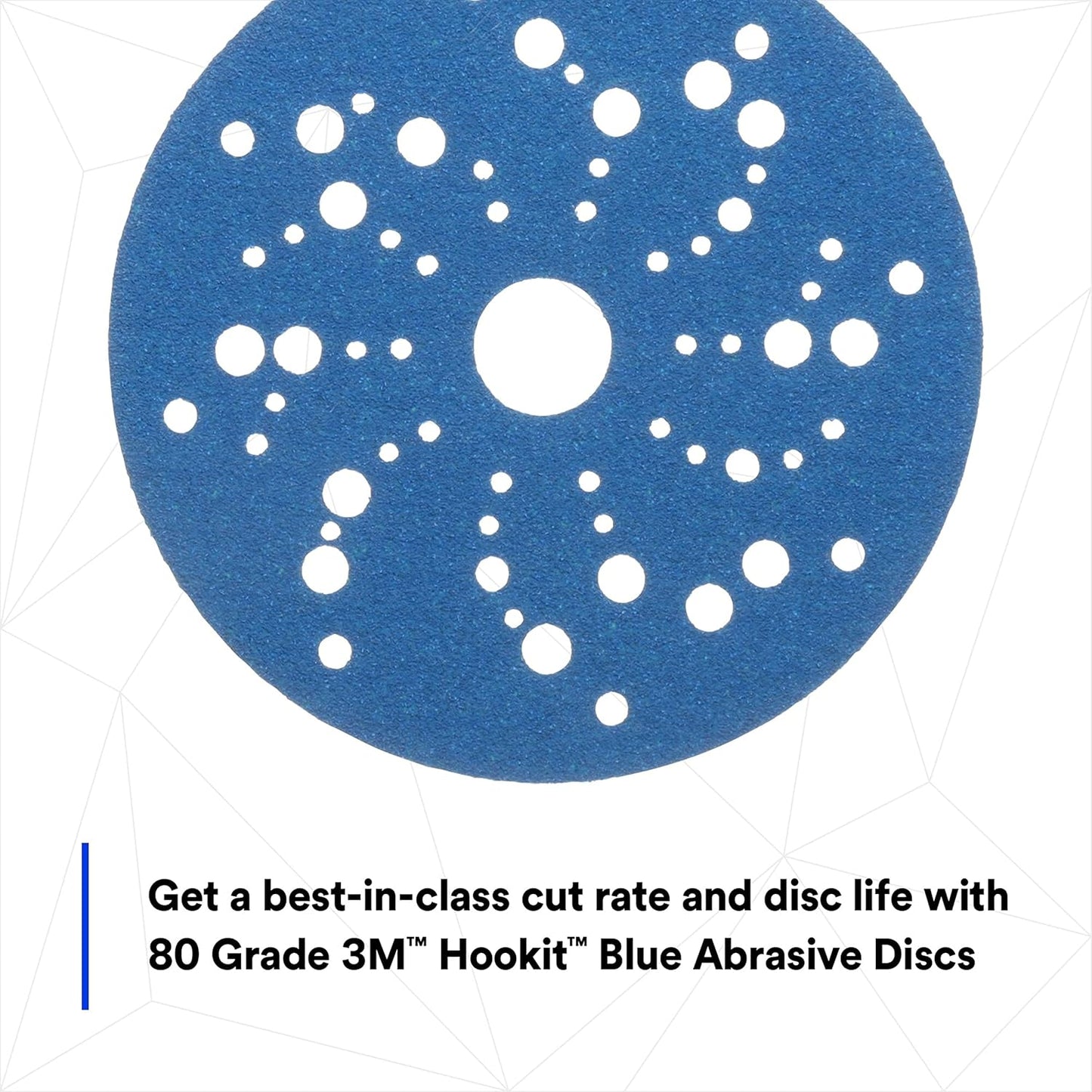 3M Hookit Blue Abrasive Discs 36157, Multi-Hole, 5 in, 80+ Grade, Pack of 50