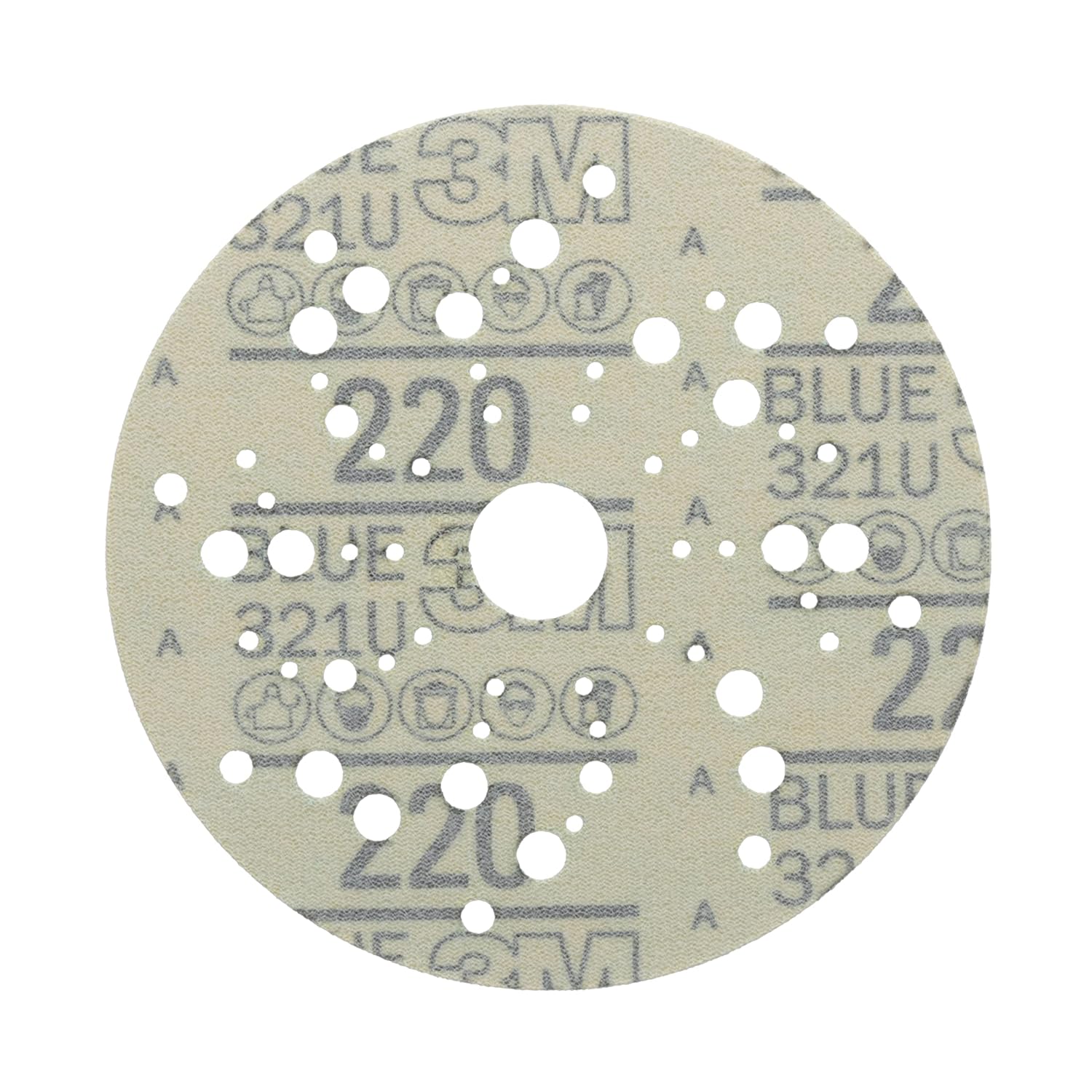 Hookit Blue Abrasive Discs 36162, Multi-Hole, 5 in, 220+ Grade, Pack of 50