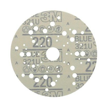 Hookit Blue Abrasive Discs 36162, Multi-Hole, 5 in, 220+ Grade, Pack of 50