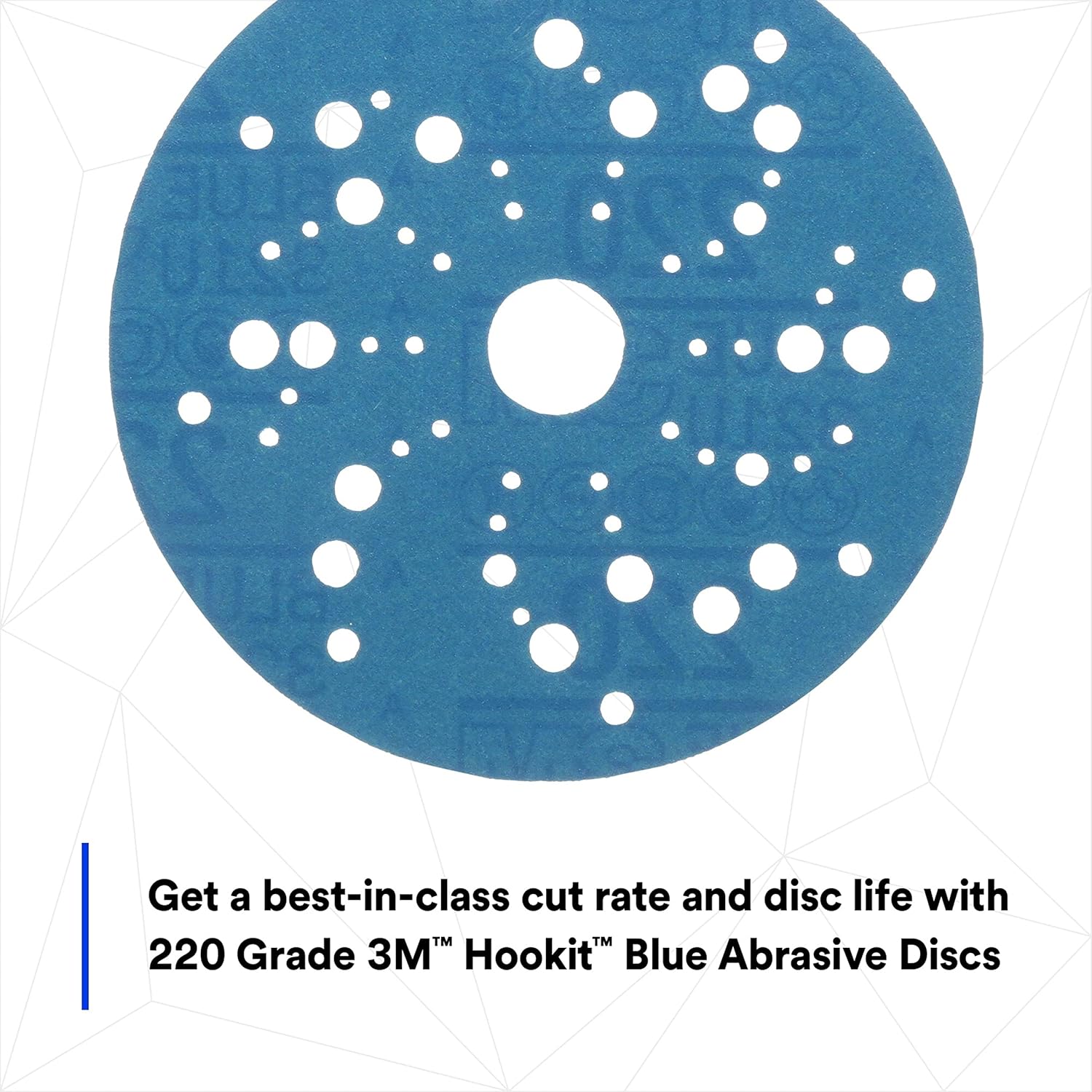 Hookit Blue Abrasive Discs 36162, Multi-Hole, 5 in, 220+ Grade, Pack of 50