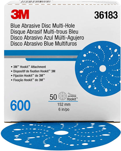 Hookit Blue Abrasive Disc 321U Multi-hole, 36183 6 in 600 50 discs per carton