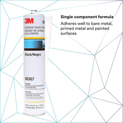 Urethane Seam Sealer, 08367, Black Color, High Solids, Flexible 10.5 fl oz