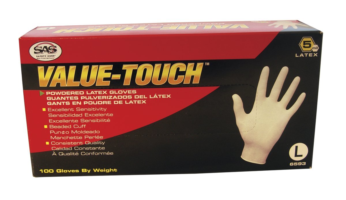 Value-Touch Disposable Latex 5 Mil Gloves Large