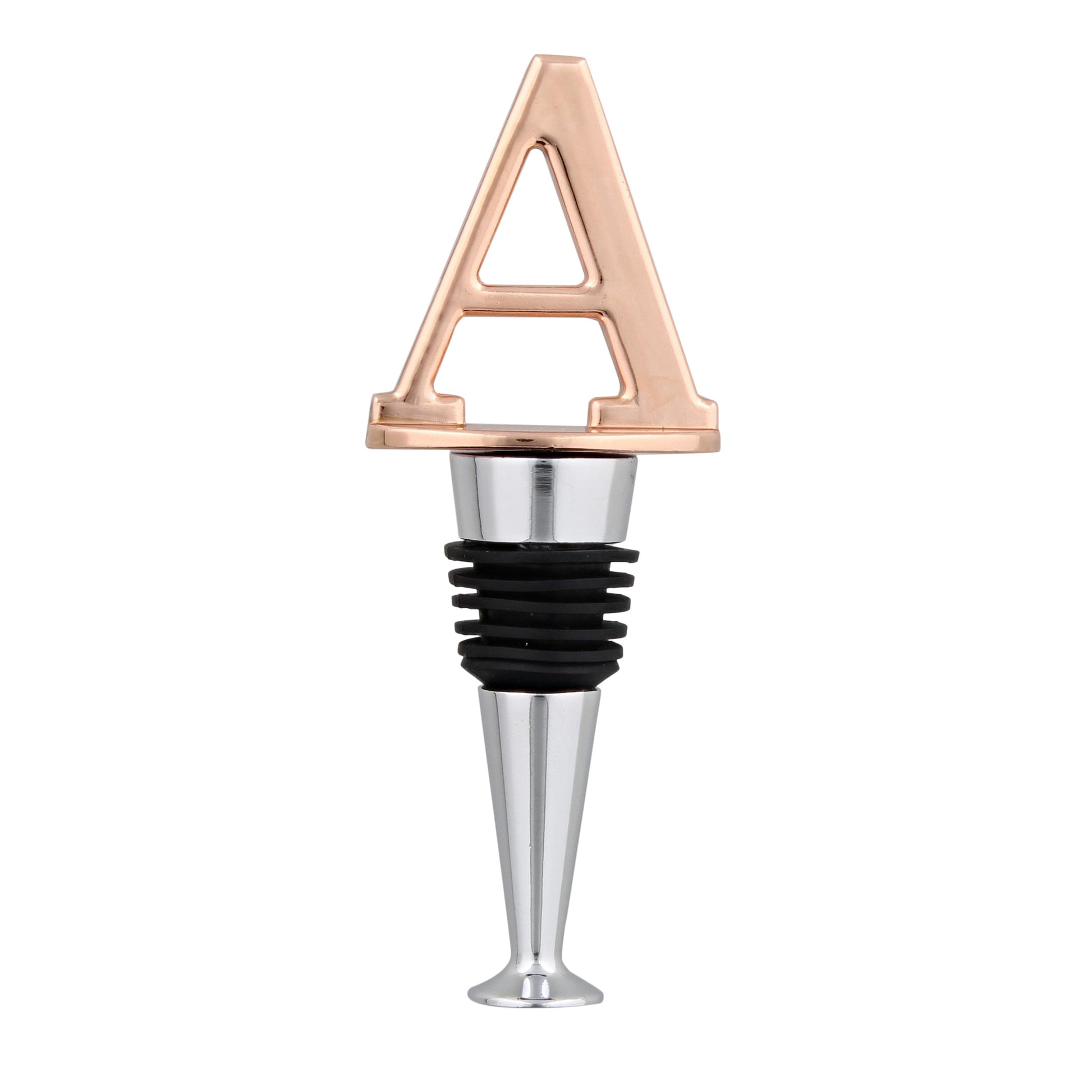 Reusable Wine Cork Bottle Wine Stopper Top Closer Seal, Rose Gold “A”