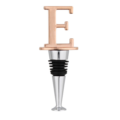 Reusable Wine Cork Bottle Wine Stopper Top Closer Seal, Rose Gold “E”