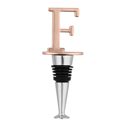 Reusable Wine Cork Bottle Wine Stopper Top Closer Seal, Rose Gold “F”