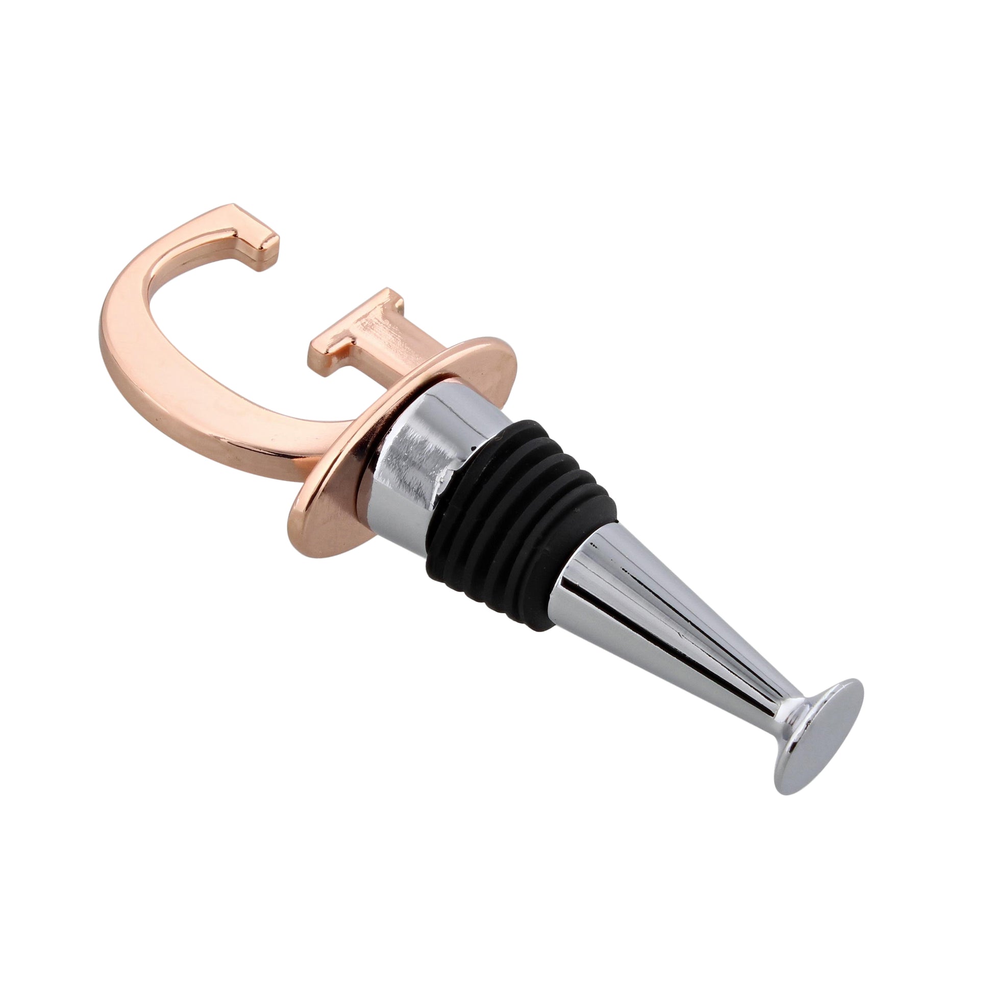 Reusable Wine Cork Bottle Wine Stopper Top Closer Seal, Rose Gold “G”