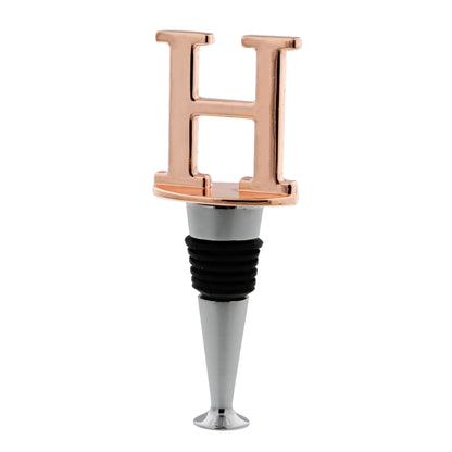 Reusable Wine Cork Bottle Wine Stopper Top Closer Seal, Rose Gold “H”