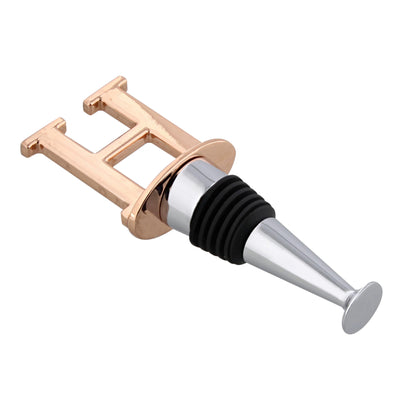 Reusable Wine Cork Bottle Wine Stopper Top Closer Seal, Rose Gold “H”