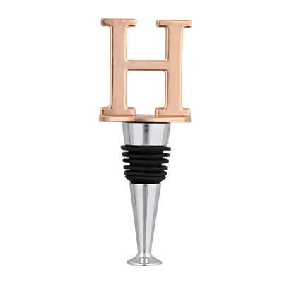 Reusable Wine Cork Bottle Wine Stopper Top Closer Seal, Rose Gold “H”