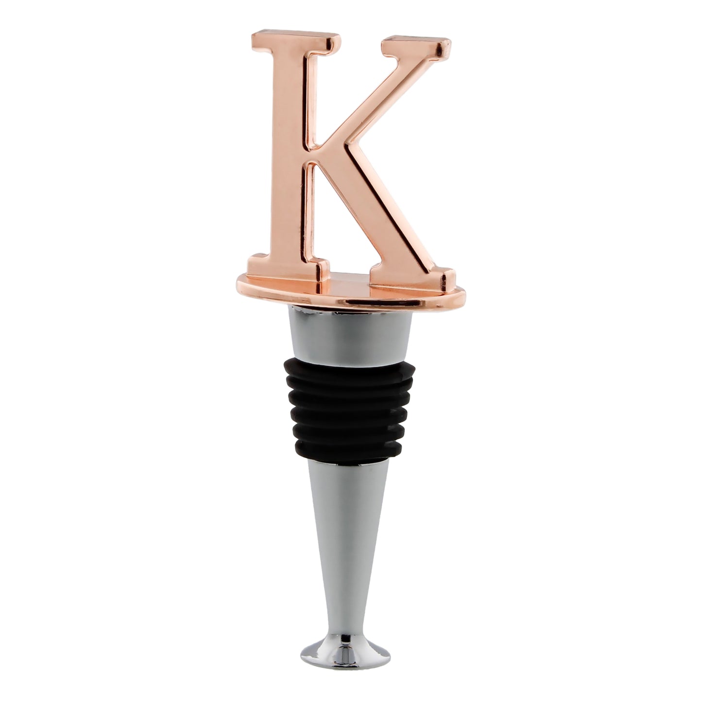 Reusable Wine Cork Bottle Wine Stopper Top Closer Seal, Rose Gold “K”