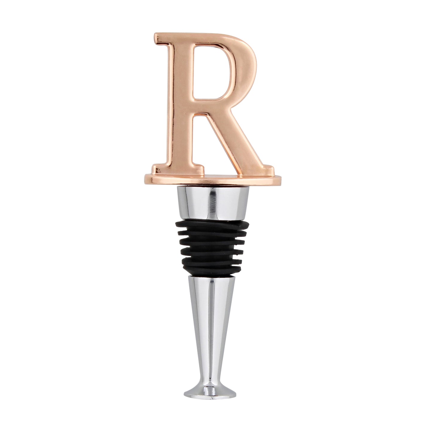 Reusable Wine Cork Bottle Wine Stopper Top Closer Seal, Rose Gold “R”