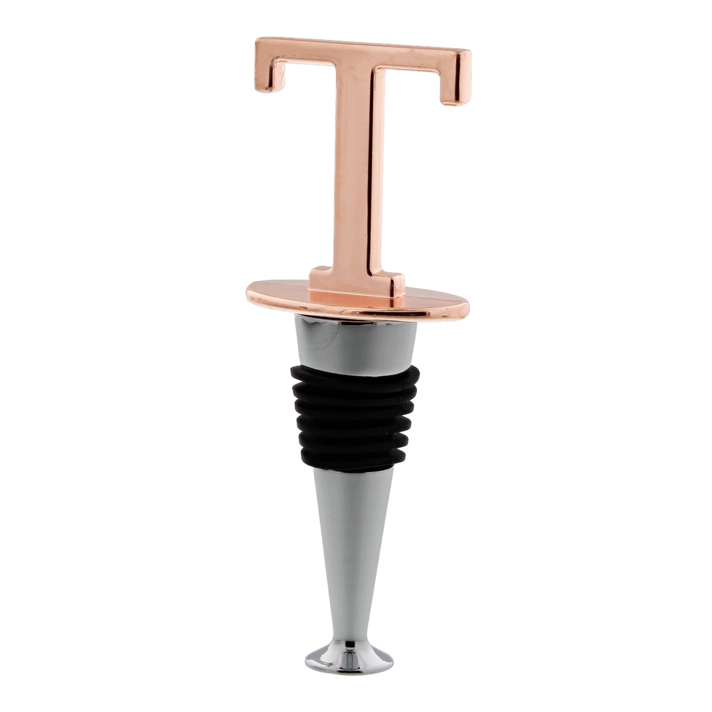 Reusable Wine Cork Bottle Wine Stopper Top Closer Seal, Rose Gold “T”