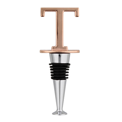 Reusable Wine Cork Bottle Wine Stopper Top Closer Seal, Rose Gold “T”