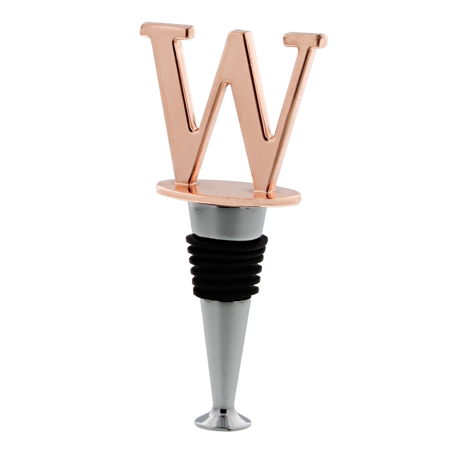 Reusable Wine Cork Bottle Wine Stopper Top Closer Seal, Rose Gold “W”