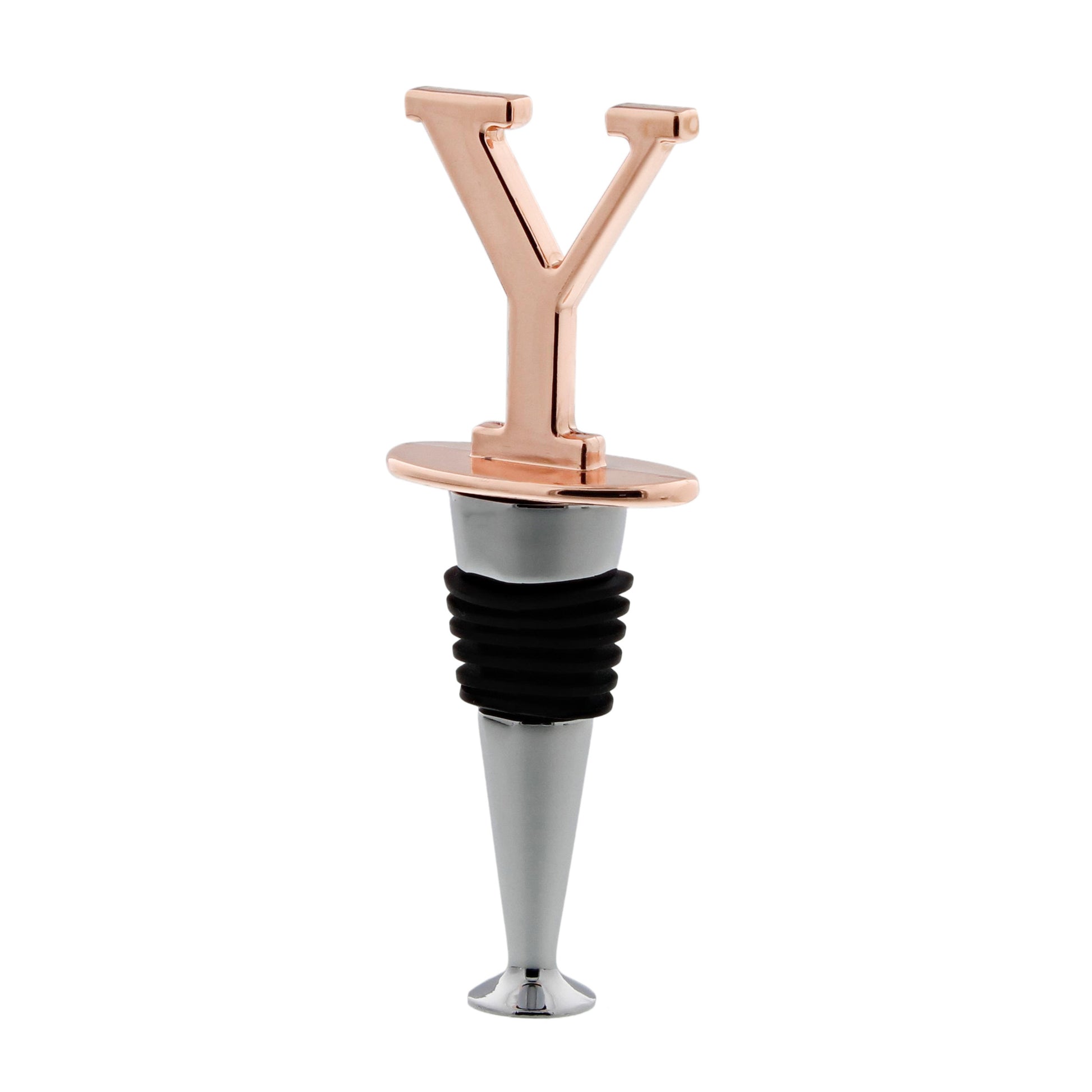 Reusable Wine Cork Bottle Wine Stopper Top Closer Seal, Rose Gold “Y”