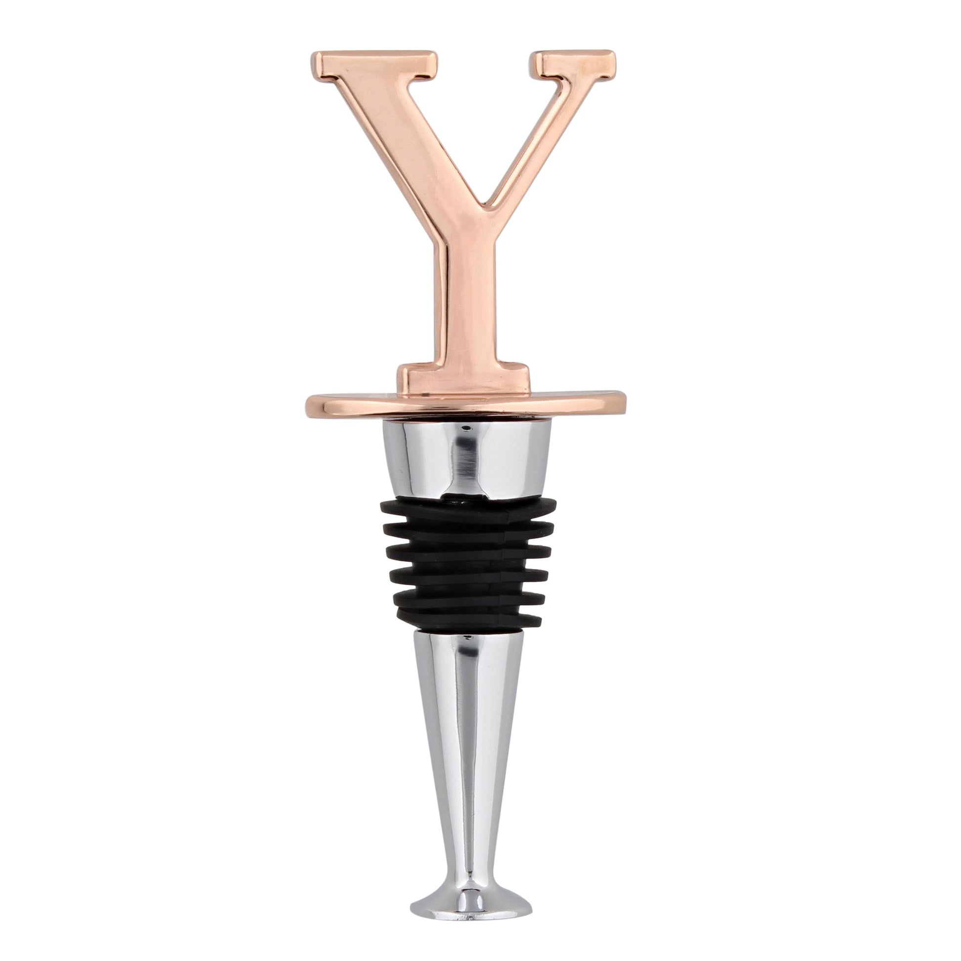 Reusable Wine Cork Bottle Wine Stopper Top Closer Seal, Rose Gold “Y”