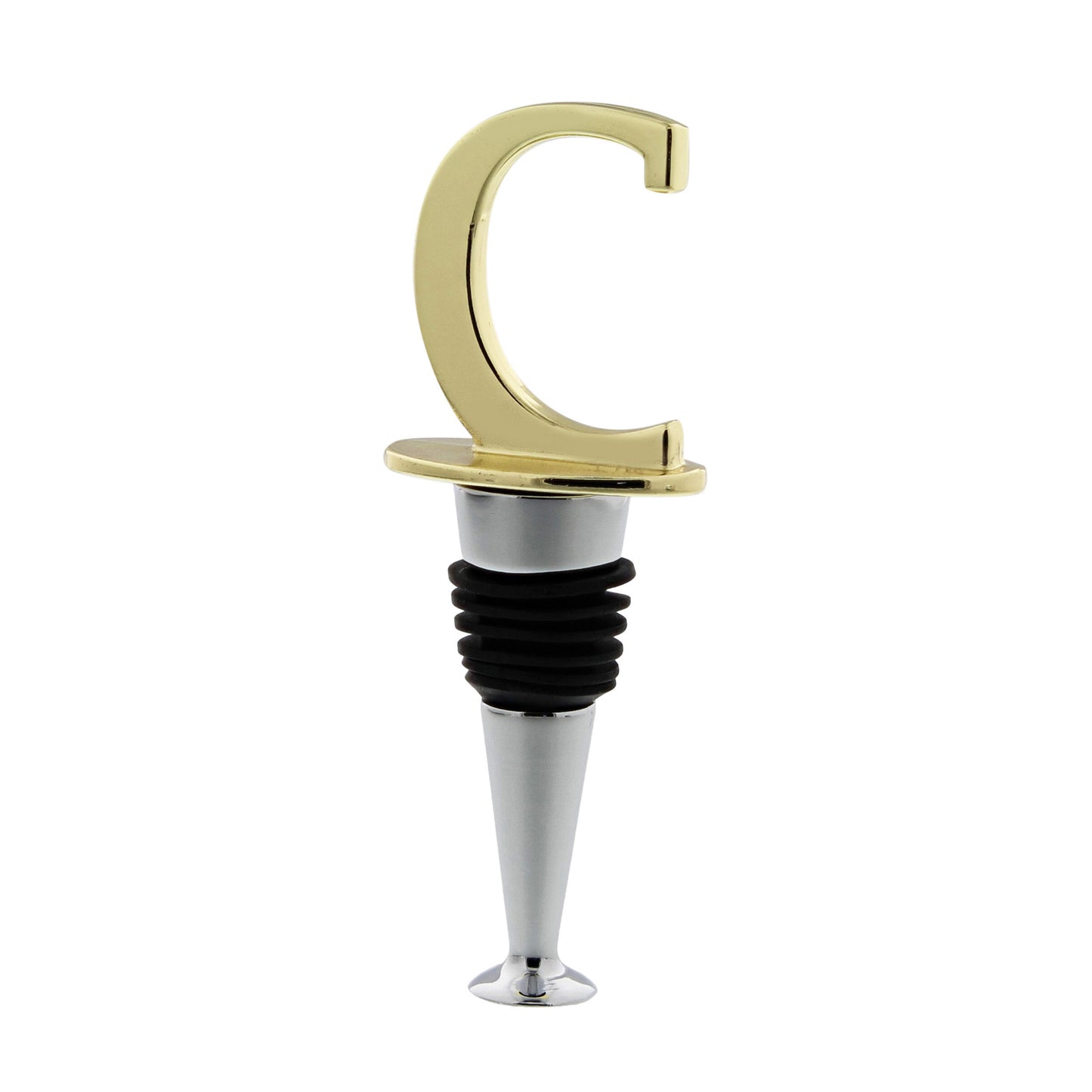Reusable Wine Cork Bottle Wine Stopper Top Closer Seal, Brass “C”