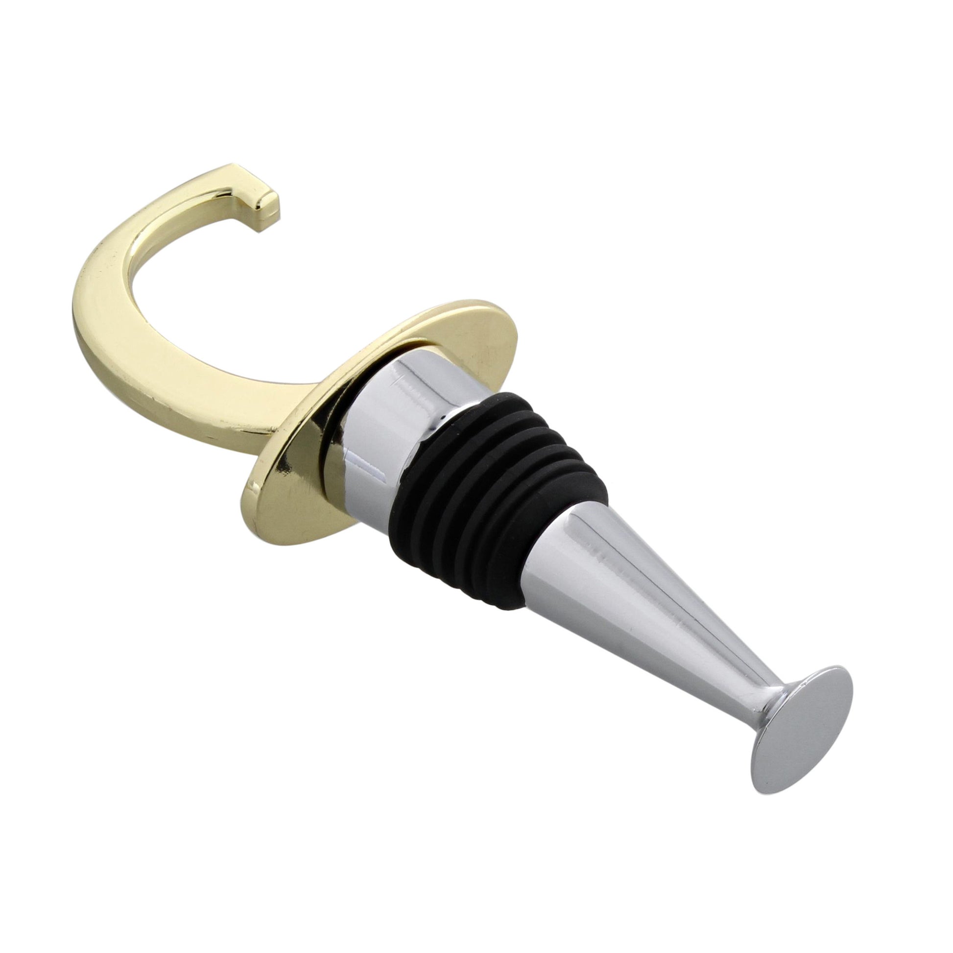 Reusable Wine Cork Bottle Wine Stopper Top Closer Seal, Brass “C”