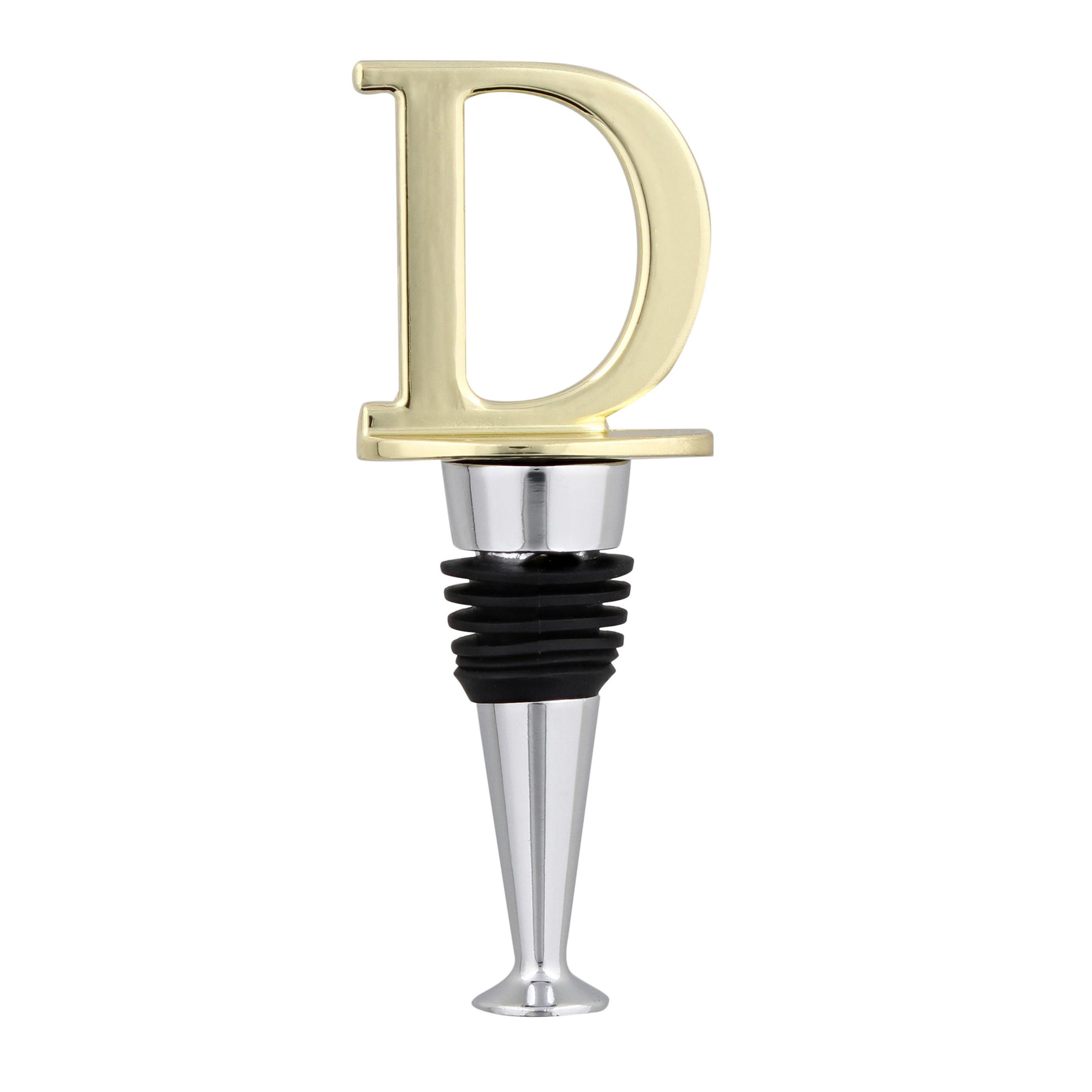 Reusable Wine Cork Bottle Wine Stopper Top Closer Seal, Brass “D”