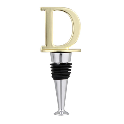 Reusable Wine Cork Bottle Wine Stopper Top Closer Seal, Brass “D”